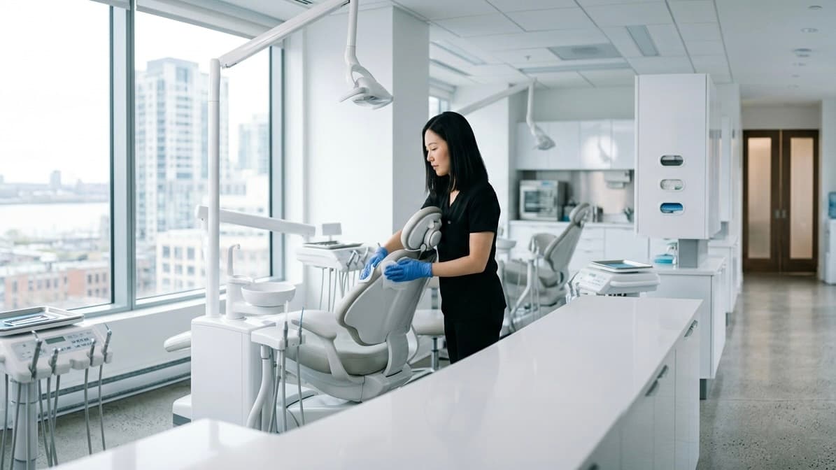 Spotless modern dental clinic cleaned by Tydal in Montreal / Clinique dentaire moderne impeccable nettoyée par Tydal à Montréal